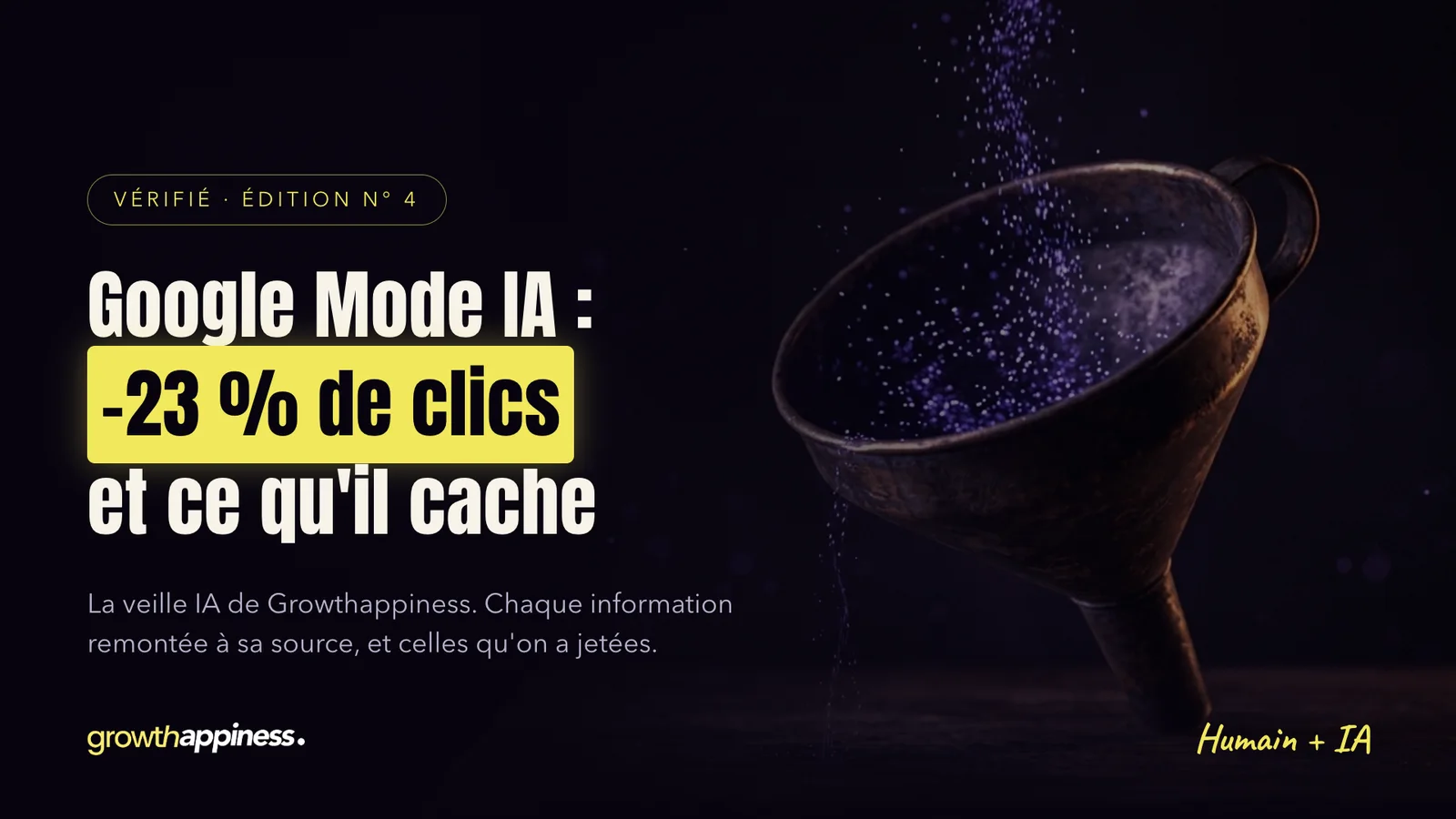 Couverture de l'édition n° 4 de Vérifié : Google Mode IA : -23 % de clics, et ce qu'il cache